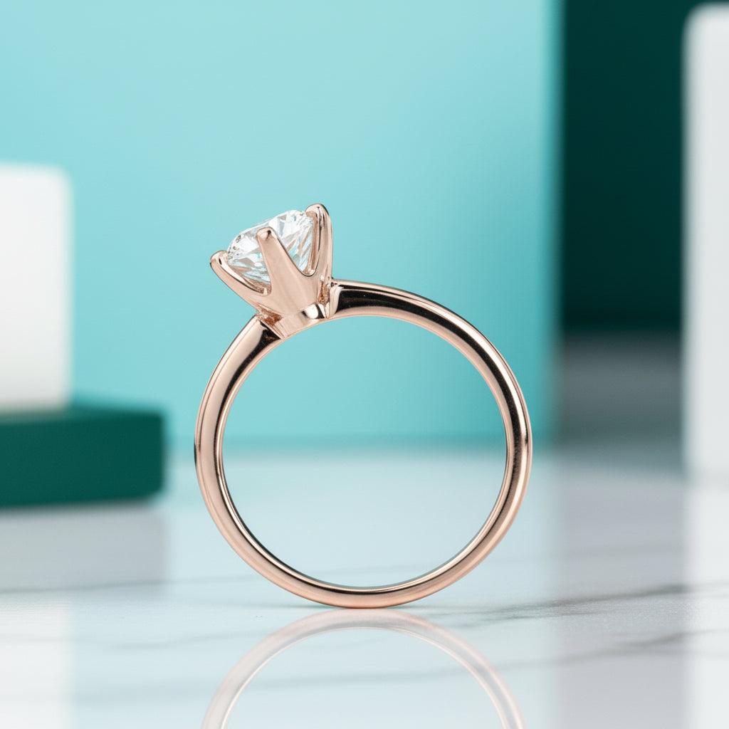 14k Rose Gold 2.0 Ct Round Solitaire Diamond Engagement Ring-Evani Jewelry
