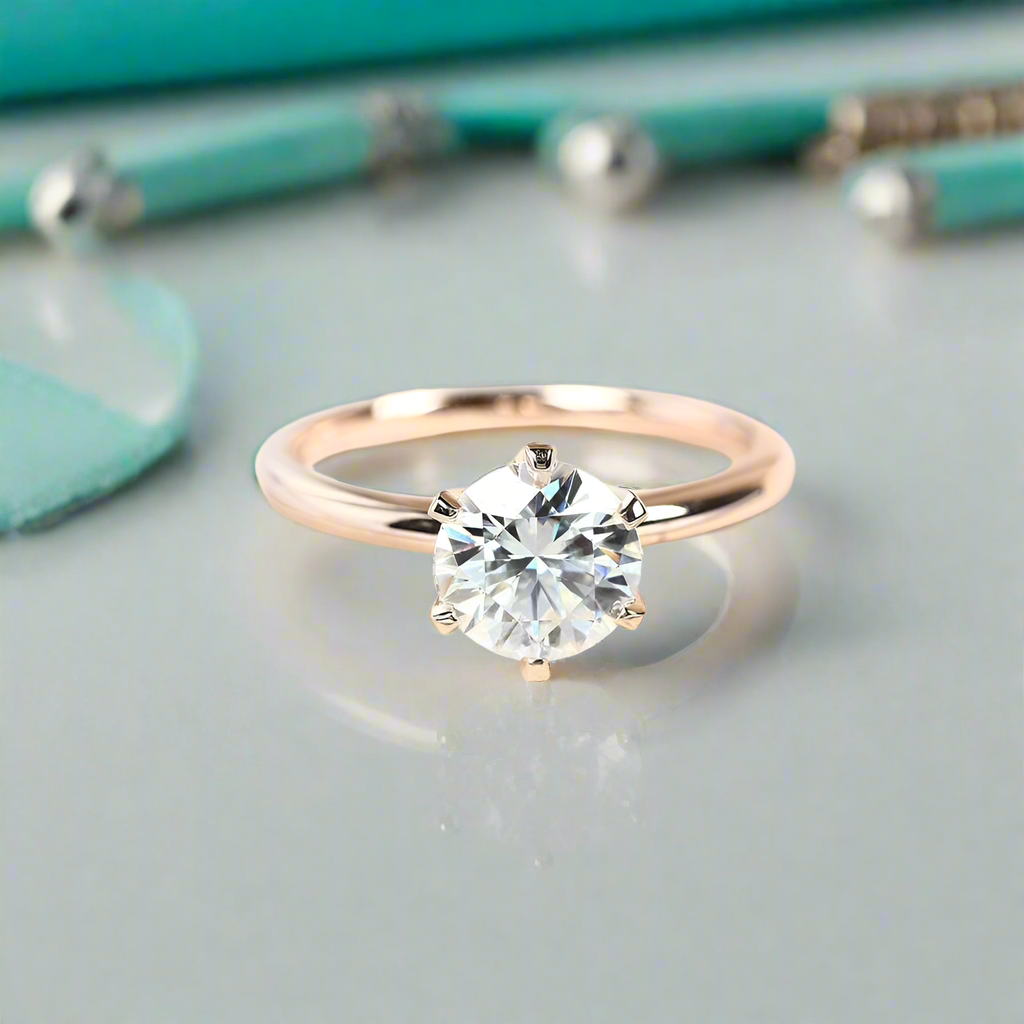 14k Rose Gold 2.0 Ct Round Solitaire Diamond Engagement Ring-Evani Naomi Jewelry
