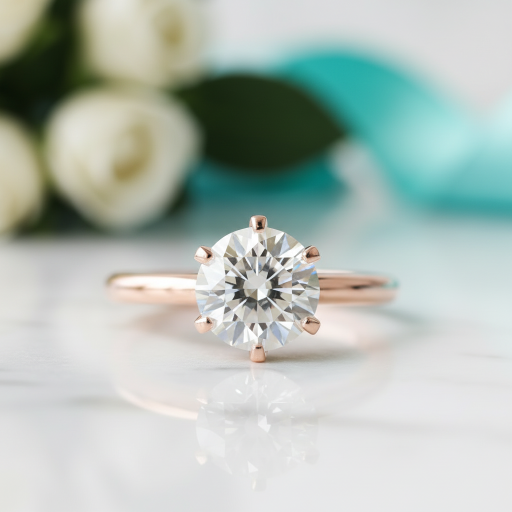 14k Rose Gold 2.0 Ct Round Solitaire Diamond Engagement Ring-Evani Jewelry