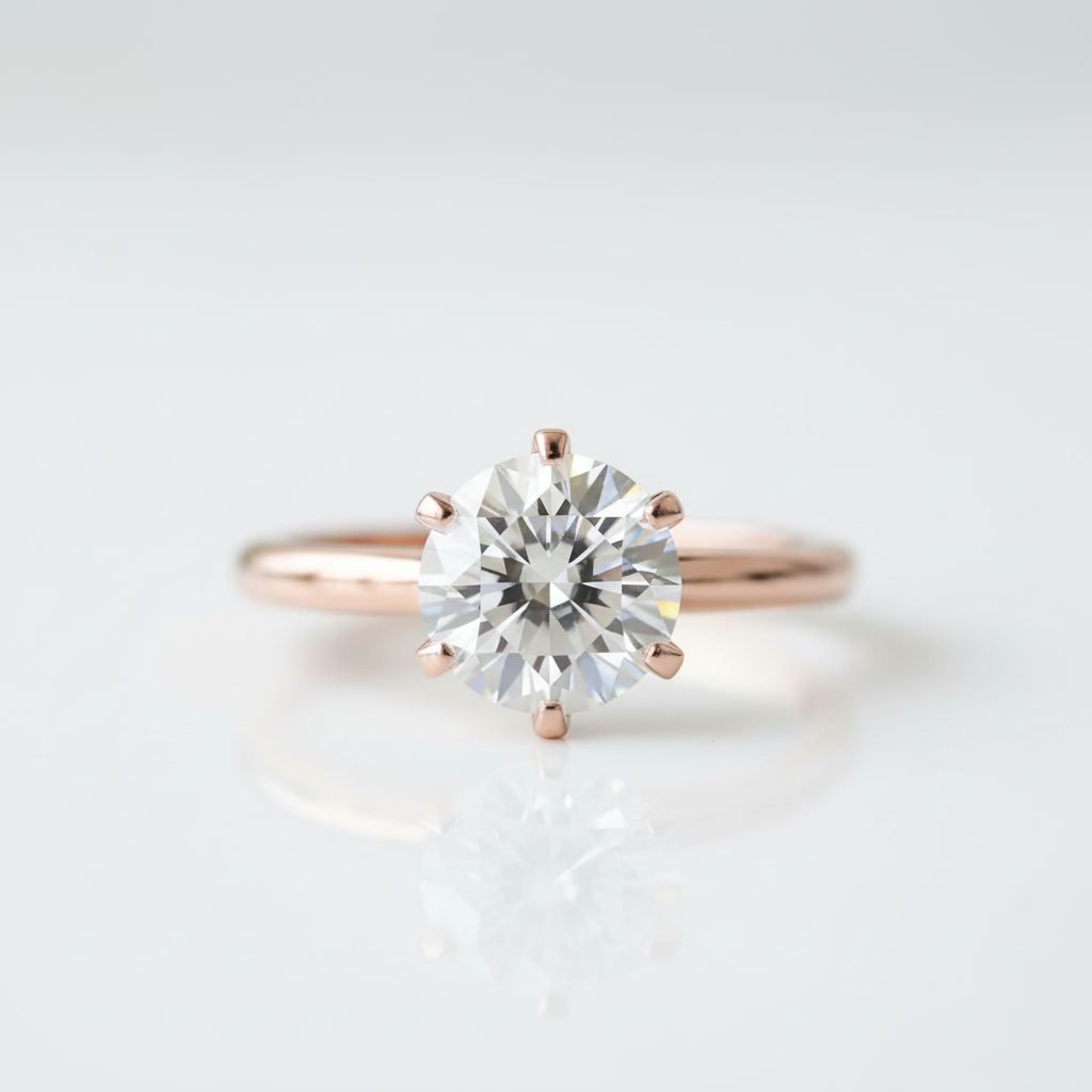 14k Rose Gold 2.0 Ct Round Solitaire Diamond OptionEngagement Ring - Evani Naomi Jewelry