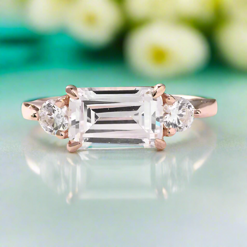 14k Rose Gold 2.5 Carat Emerald Cut Engagement Ring-Evani Naomi Jewelry