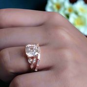 14k Rose Gold 3.0 Ct Asscher Cut Diamond Engagement Ring Set-Evani Naomi Jewelry
