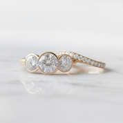 14k Rose Gold 3.1 Cttw Three Stone Diamond Option Engagement Ring Set - Evani Naomi Jewelry