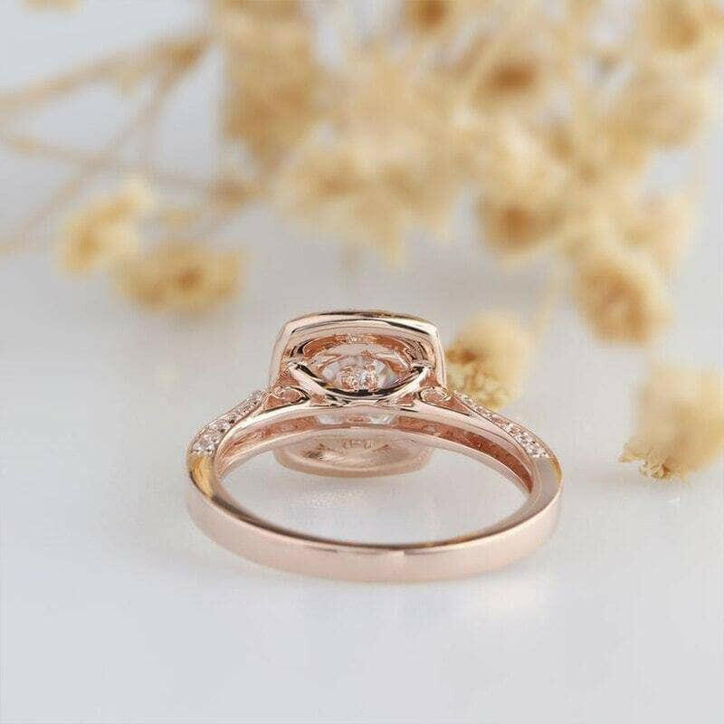 14k Rose Gold Halo Diamond Engagement Ring-Evani Naomi Jewelry