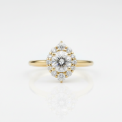 14k Round Cut Diamond OptionHalo Engagement Ring - Evani Naomi Jewelry