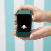 14k Round Cut Diamond OptionHalo Engagement Ring - Evani Naomi Jewelry