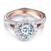 14k Two Tone Gold 1.2 Ct Halo Engagement Ring-Evani Naomi Jewelry