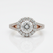 14K Two Tone Gold 1.2 Ct Halo Engagement Ring - Evani Naomi Jewelry