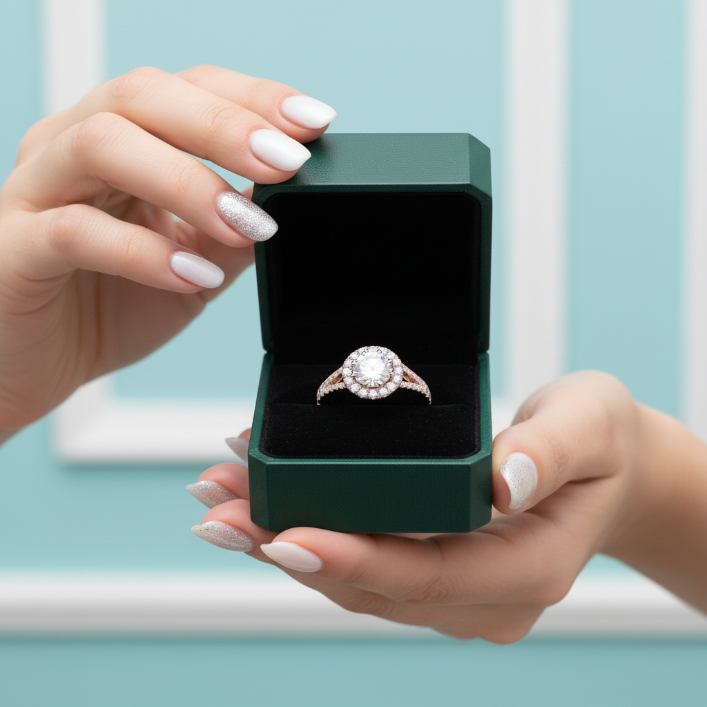 14K Two Tone Gold 1.2 Ct Halo Engagement Ring - Evani Naomi Jewelry