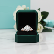 14K Two Tone Gold 1.2 Ct Halo Engagement Ring - Evani Naomi Jewelry