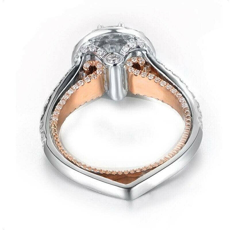 14k Two Tone Gold 1.2 Ct Halo Engagement Ring-Evani Naomi Jewelry