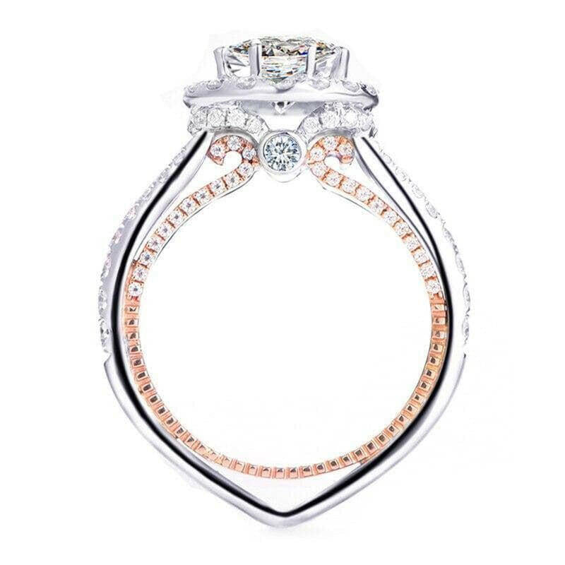 14k Two Tone Gold 1.2 Ct Halo Engagement Ring-Evani Naomi Jewelry