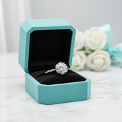 1.0 Ct Crackling Diamond 18k White Gold Engagement Ring-Evani Jewelry