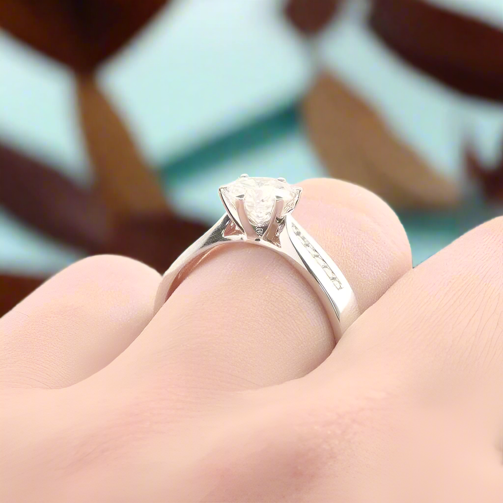 14k White Gold 1.0 Ct Diamond Engagement Ring-Evani Naomi Jewelry