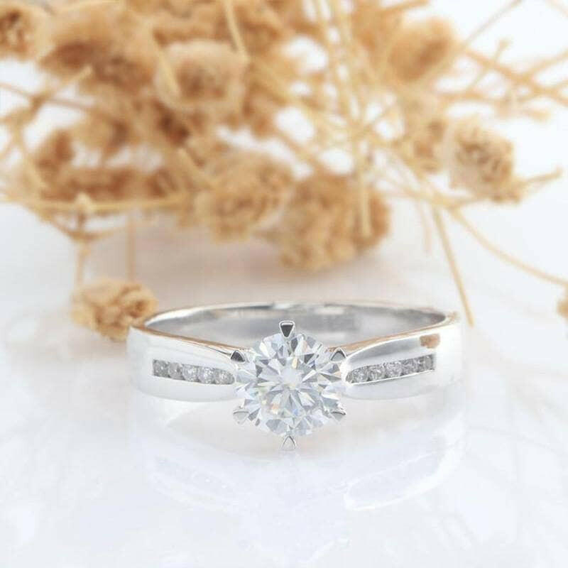 14k White Gold 1.0 Ct Diamond Engagement Ring-Evani Naomi Jewelry