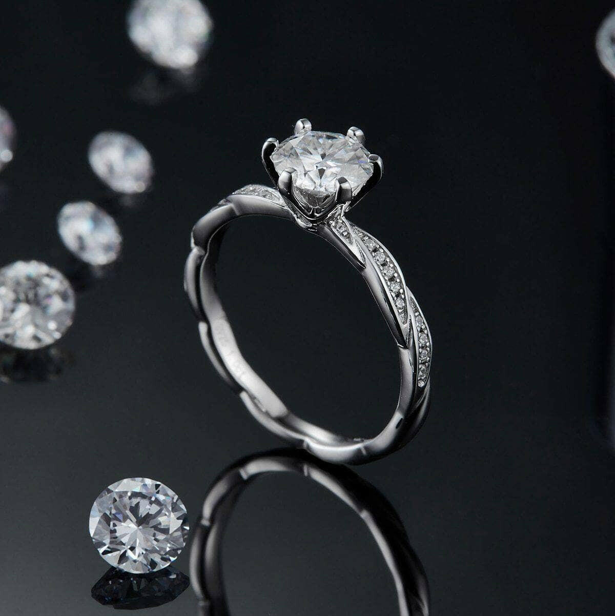 14k White Gold 1.0 Ct Diamond Wedding Ring-Evani Naomi Jewelry