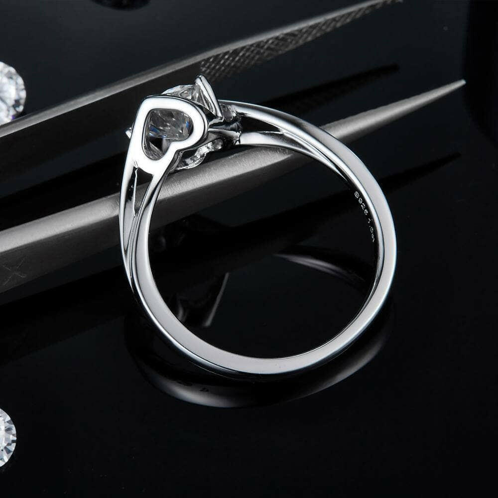 14k White Gold 1.0 Ct Round Cut Diamond Engagement Ring-Evani Naomi Jewelry