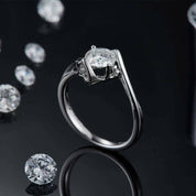 14k White Gold 1.0 Ct Round Cut Diamond Engagement Ring-Evani Naomi Jewelry