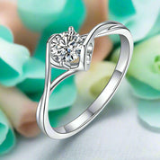 14k White Gold 1.0 Ct Round Cut Diamond Engagement Ring-Evani Naomi Jewelry