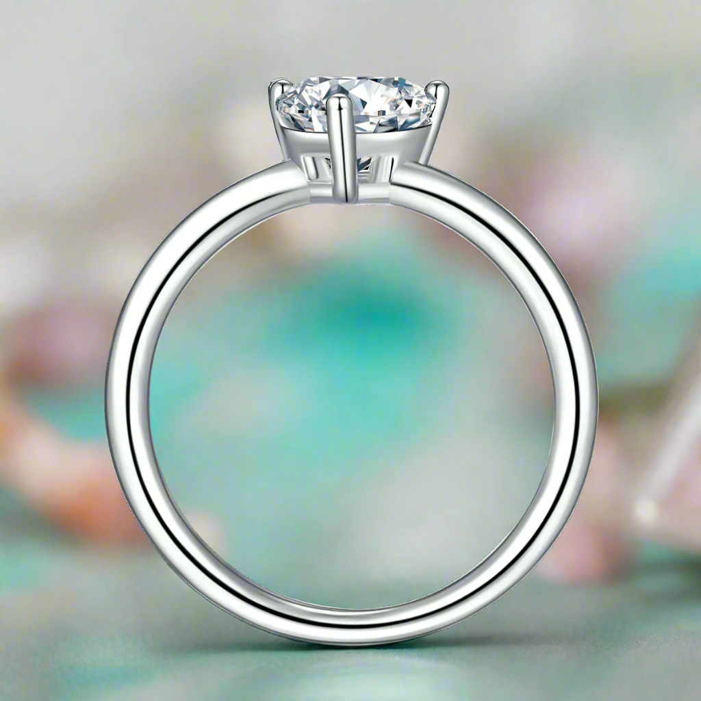 14k White Gold 1.0Ct Heart Cut Diamond Ring-Evani Naomi Jewelry