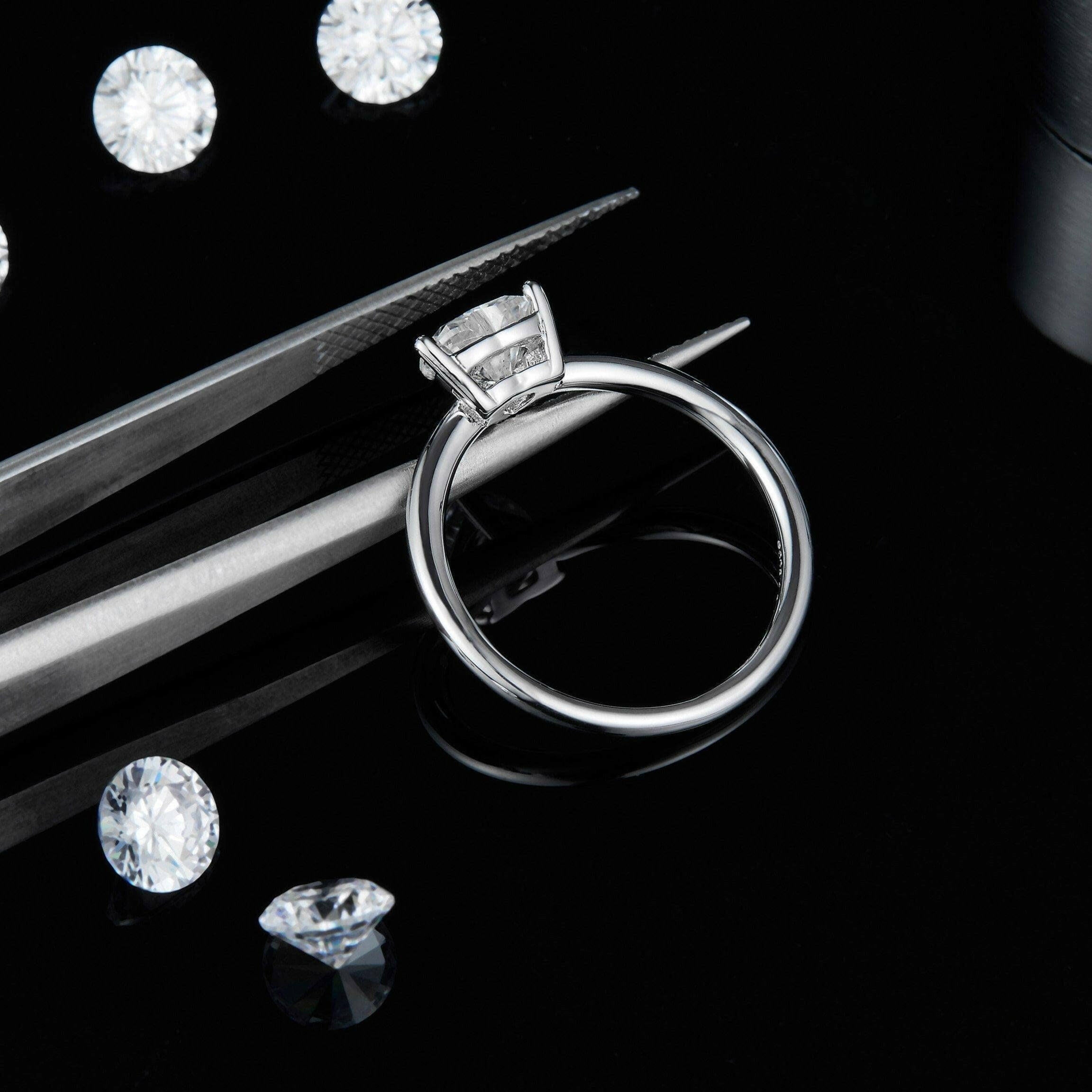 14k White Gold 1.0Ct Heart Cut Diamond Ring-Evani Naomi Jewelry