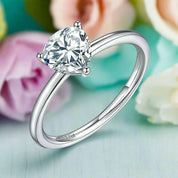 14k White Gold 1.0Ct Heart Cut Diamond Ring-Evani Naomi Jewelry