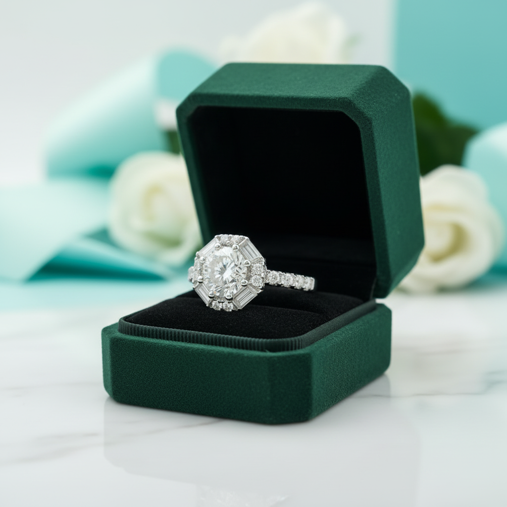 14k White Gold 1.5 Ct Round Diamond Option Engagement Ring - Evani Naomi Jewelry