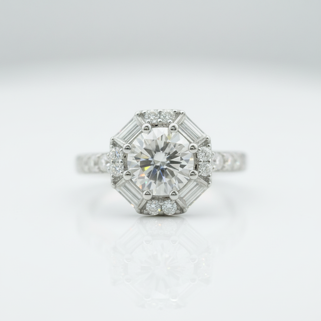 14k White Gold 1.5 Ct Round Diamond Option Engagement Ring - Evani Naomi Jewelry