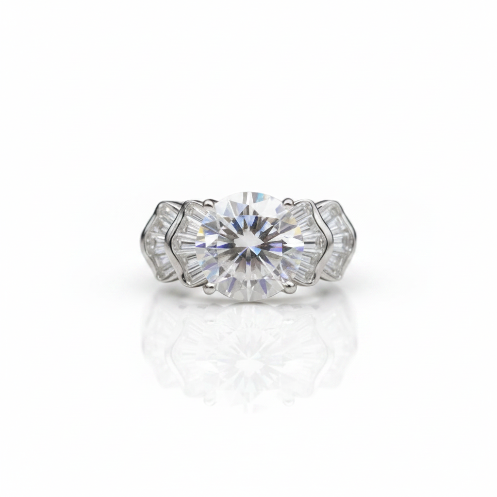 14k White Gold 2.0 Ct Crackling Engagement Ring
