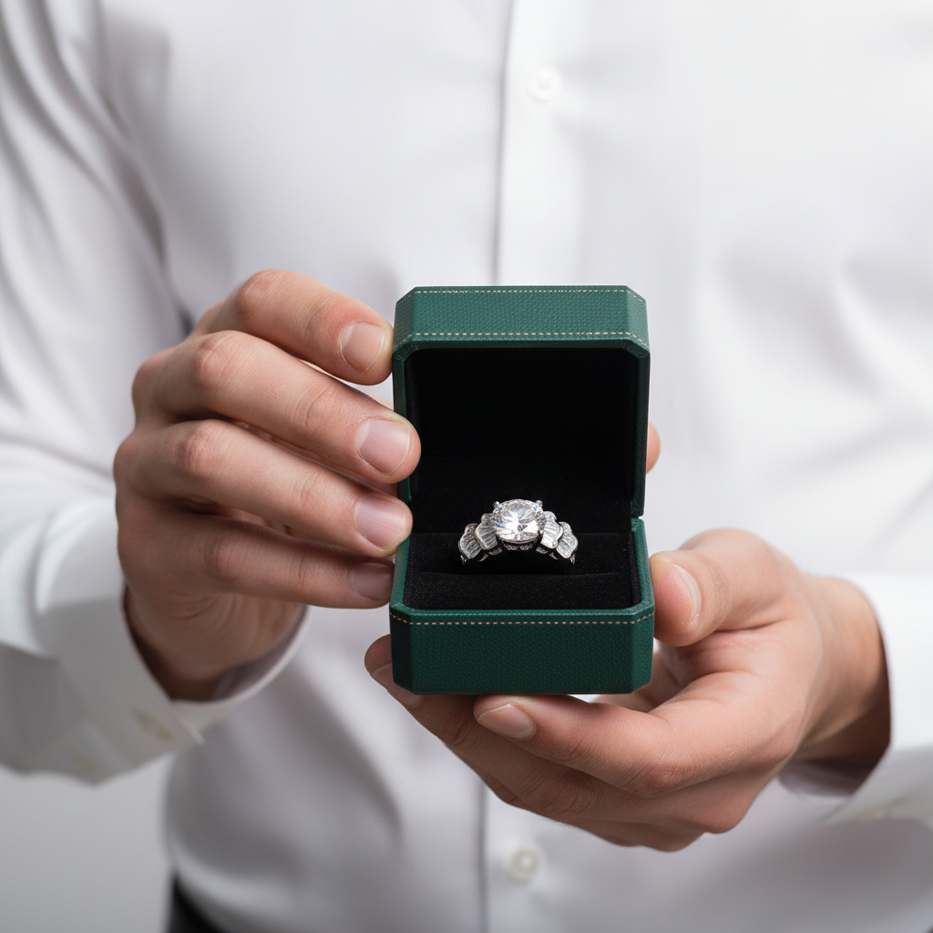 14k White Gold 2.0 Ct Crackling Engagement Ring