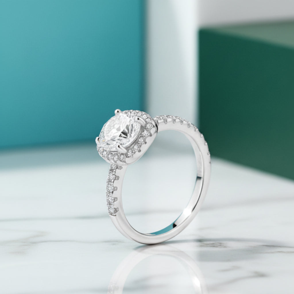 14k White Gold 2.0 Ct Pave Diamond Engagement Ring-Evani Jewelry