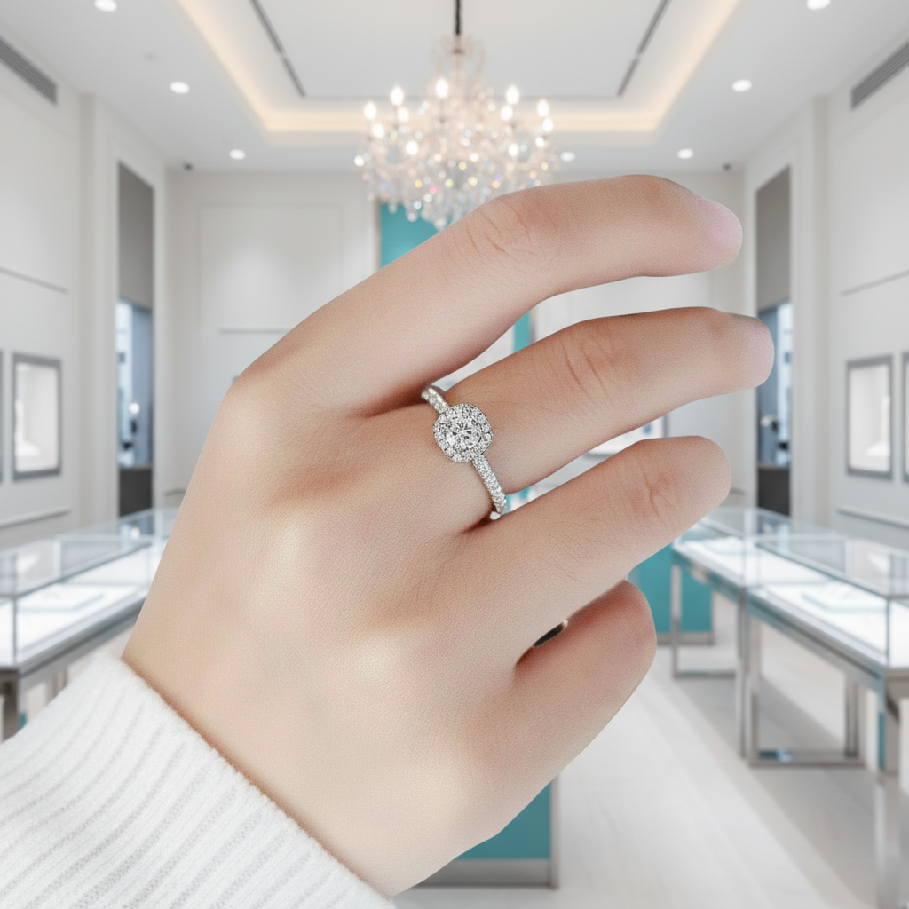 14k White Gold 2.0 Ct Pave Diamond Engagement Ring-Evani Jewelry