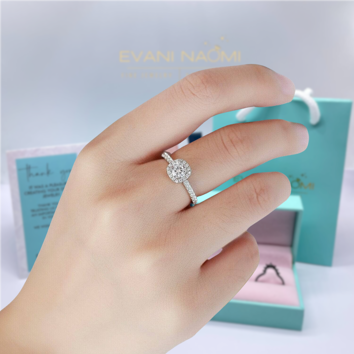 14k White Gold 2.0 Ct Pave Diamond Engagement Ring-Evani Naomi Jewelry
