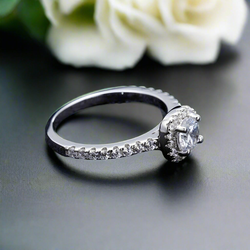 14k White Gold 2.0 Ct Pave Diamond Engagement Ring-Evani Naomi Jewelry