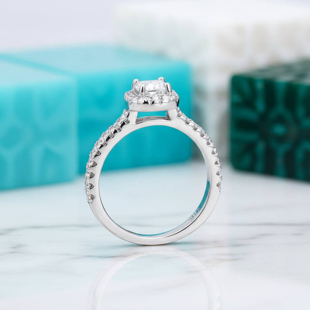 14k White Gold 2.0 Ct Pave Diamond Engagement Ring-Evani Jewelry