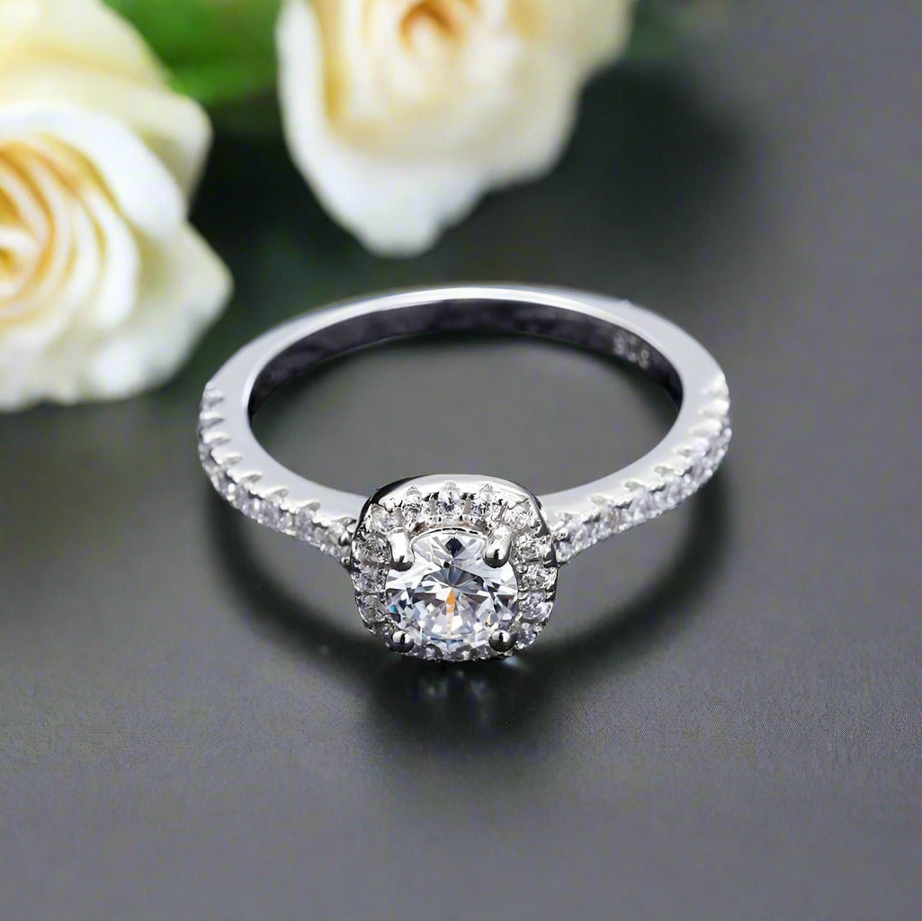 14k White Gold 2.0 Ct Pave Diamond Engagement Ring-Evani Naomi Jewelry