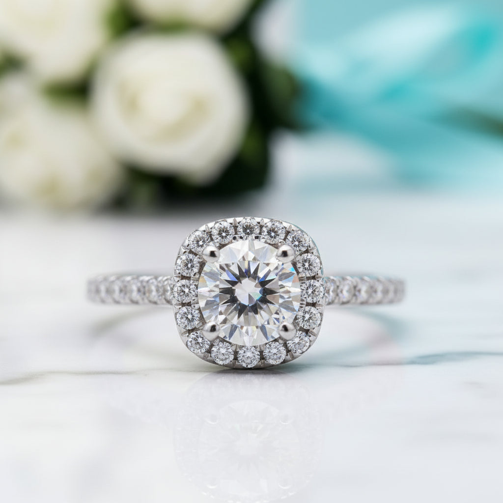 14k White Gold 2.0 Ct Pave Diamond Engagement Ring-Evani Jewelry
