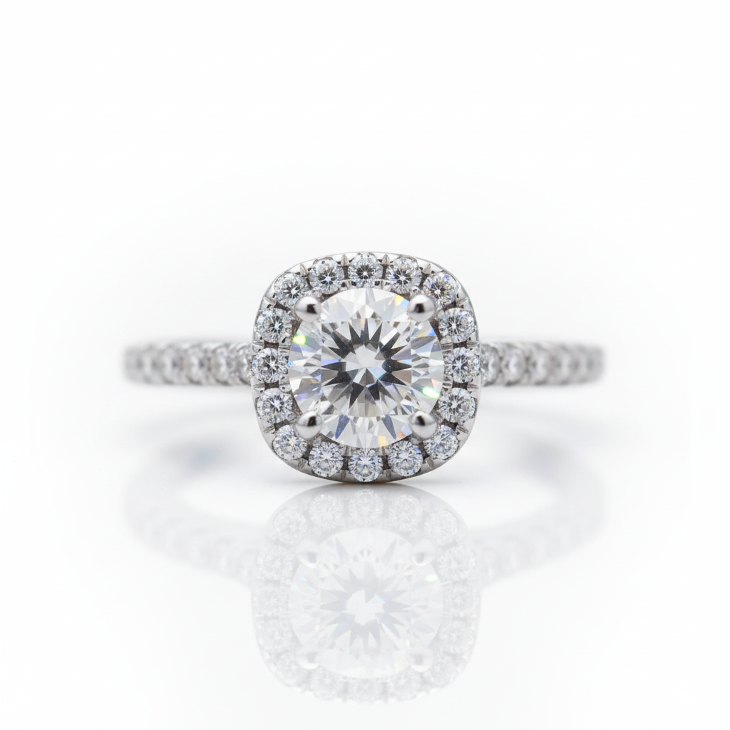 14k White Gold 2.0 Ct Pave Diamond OptionEngagement Ring - Evani Naomi Jewelry