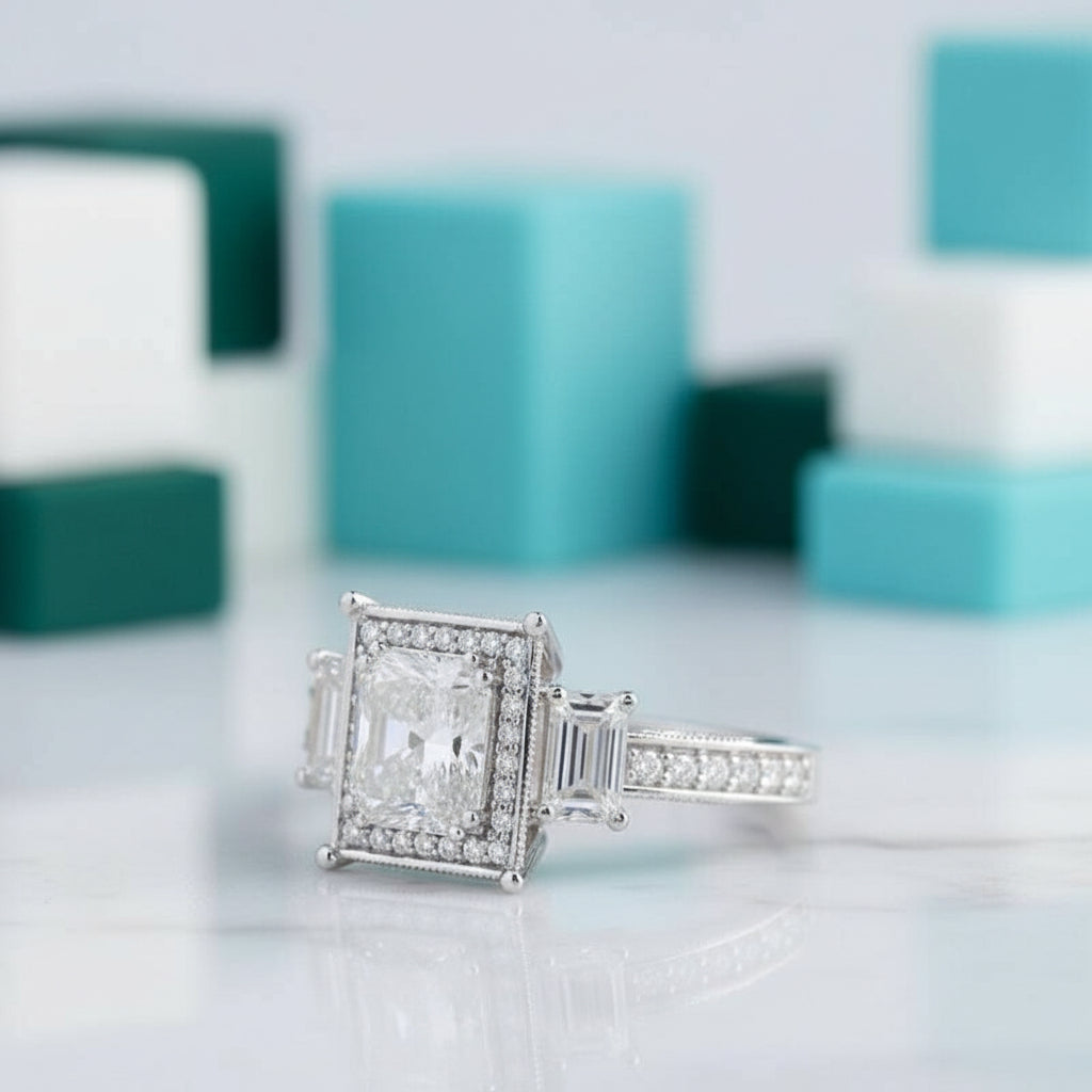 14k White Gold 2.0 Ct Radiant Cut Diamond Engagement Ring-Evani Jewelry