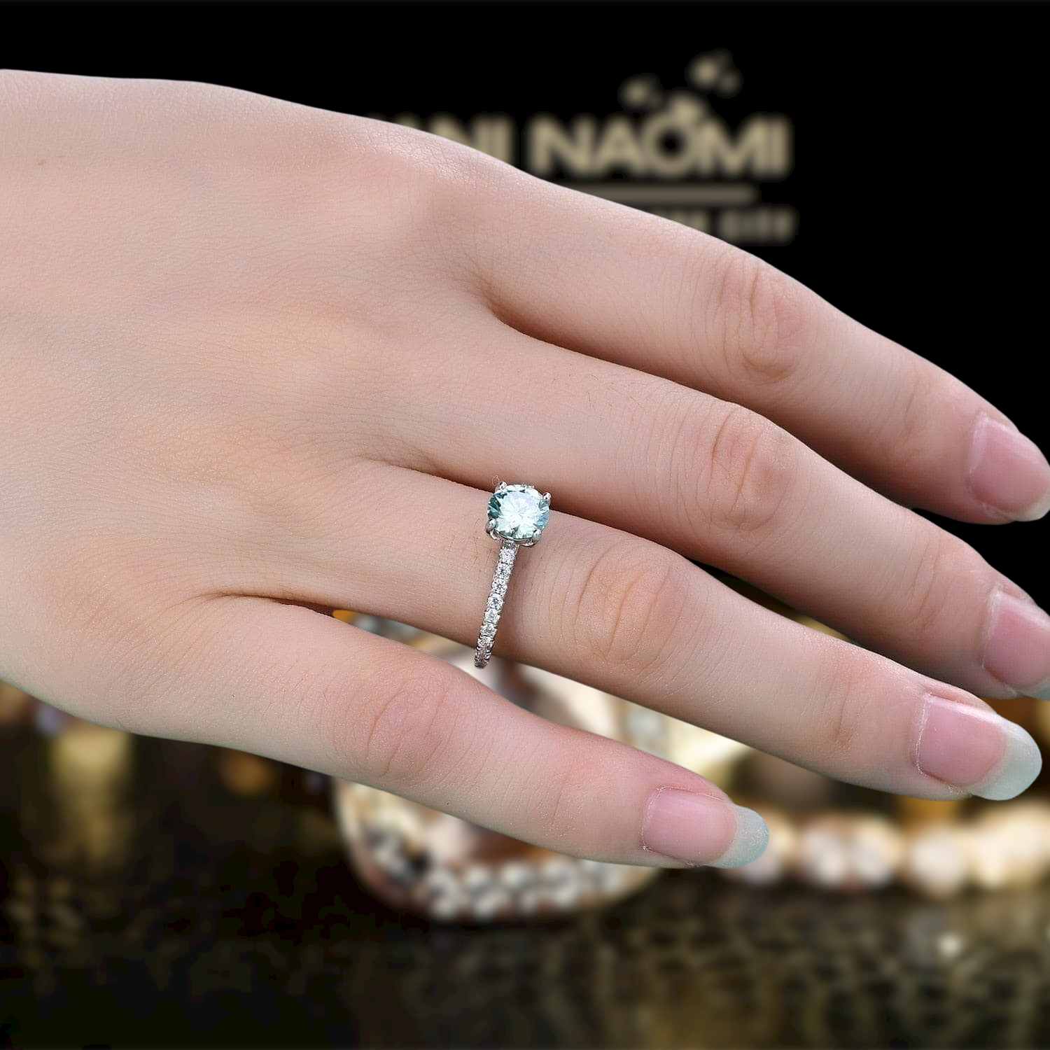 14k White Gold 2.0 Ct Round Diamond Engagement Ring-Evani Naomi Jewelry