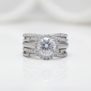 14K White Gold 2.0ct Round Cut Diamond OptionEngagement Ring Set - Evani Naomi Jewelry