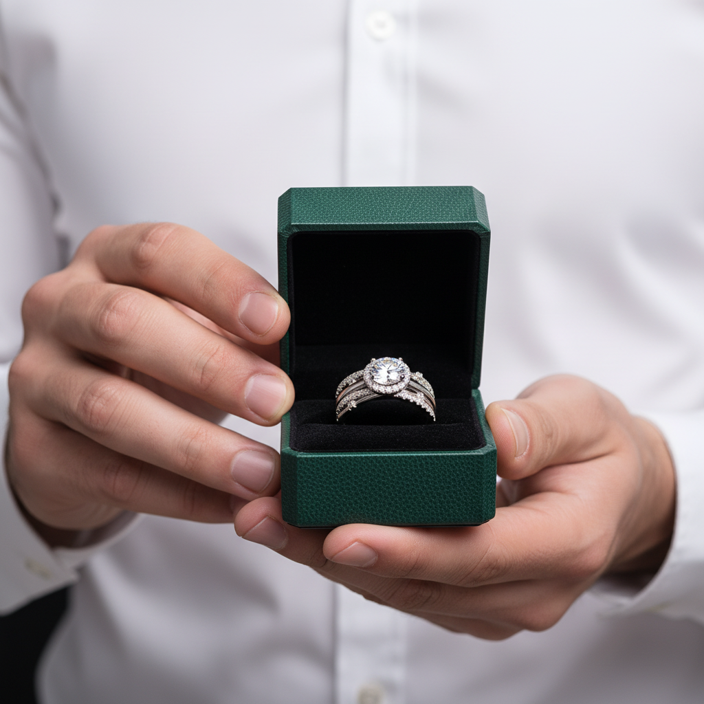 14K White Gold 2.0ct Round Cut Diamond OptionEngagement Ring Set - Evani Naomi Jewelry