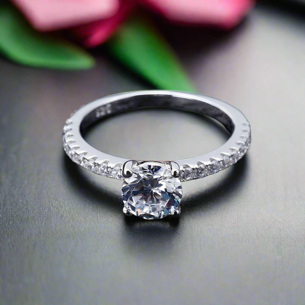 14k White Gold 3.0 Ct Diamond Engagement Ring-Evani Naomi Jewelry