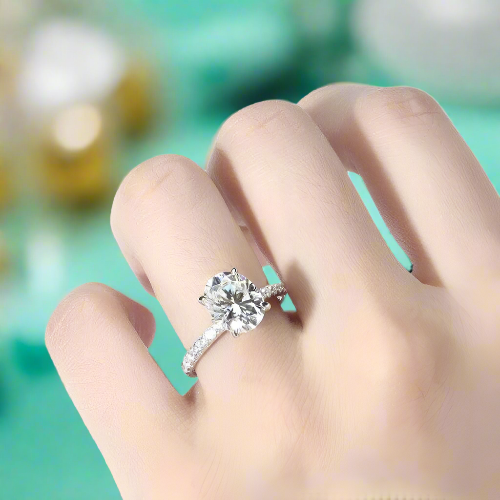 14k White Gold 3.0 Ct Oval Cut Engagement Ring-Evani Naomi Jewelry