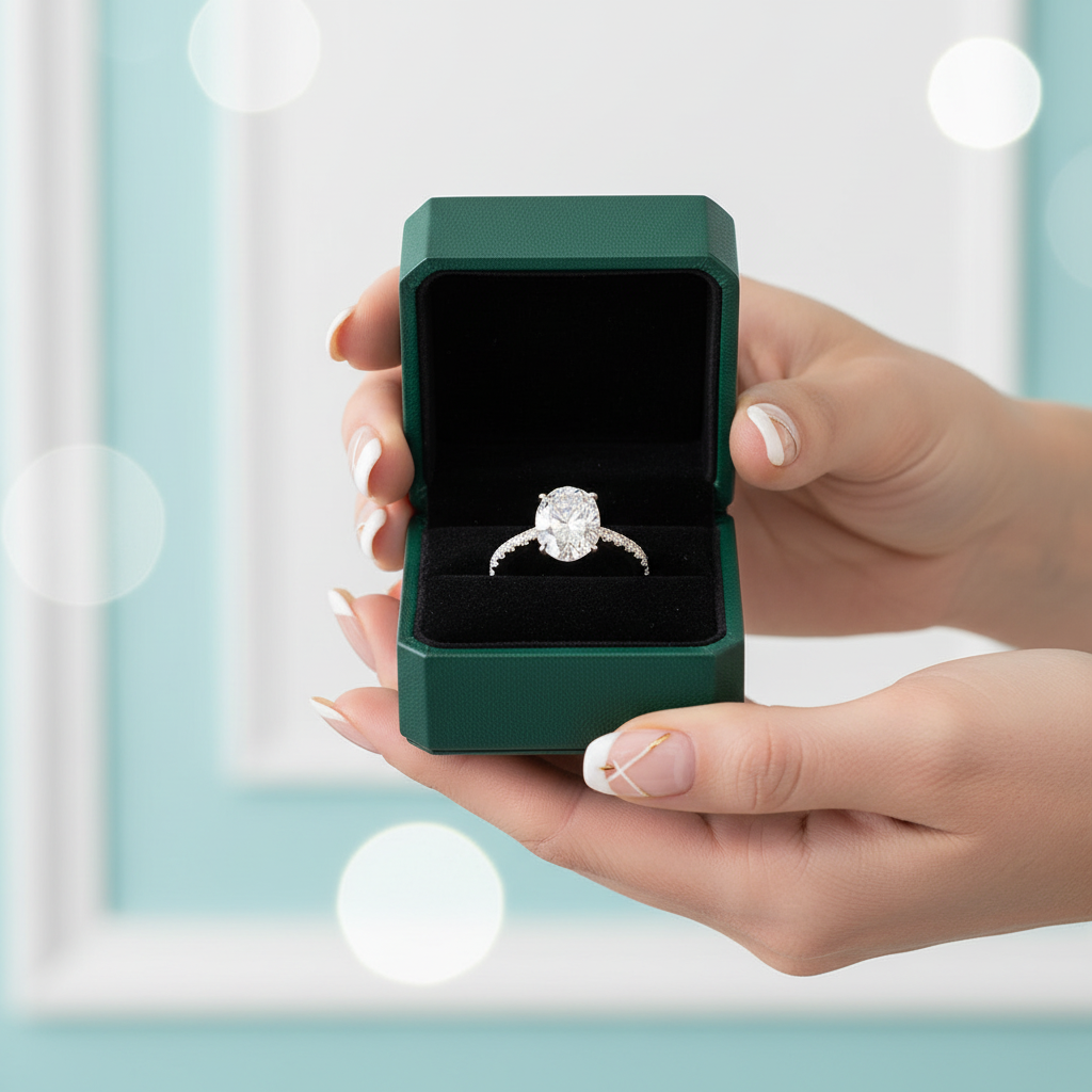 14k White Gold 3.0 Ct Oval Cut Engagement Ring - Evani Naomi Jewelry