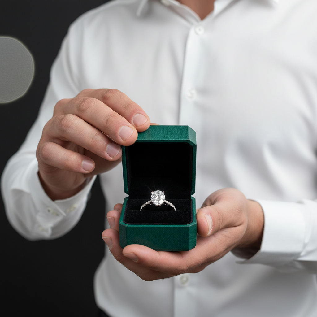 14k White Gold 3.0 Ct Oval Cut Engagement Ring - Evani Naomi Jewelry