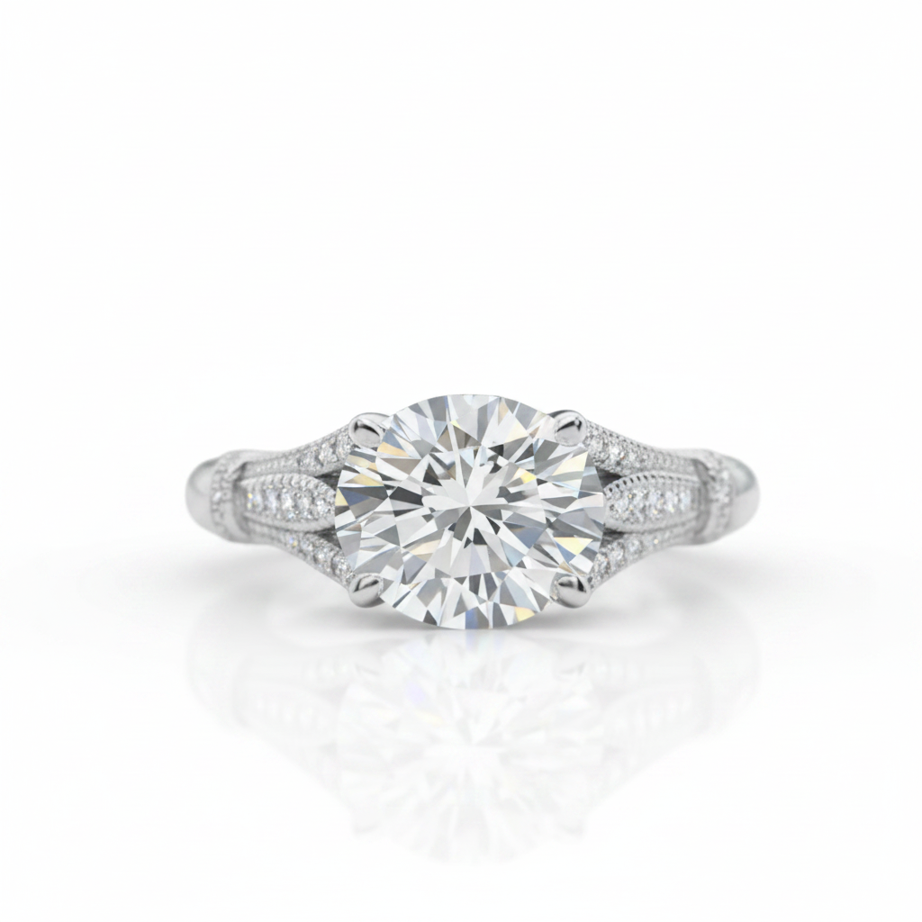 14k White Gold 3.0 Ct Oval Diamond OptionEngagement Ring - Evani Naomi Jewelry