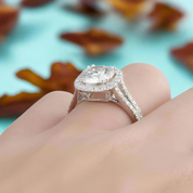 14k White Gold 3.0 Ct Round Halo Engagement Ring-Evani Naomi Jewelry