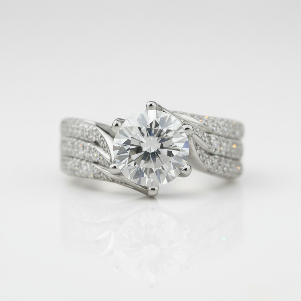 14K White Gold 3ct Full Diamond OptionRing - Evani Naomi Jewelry