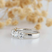 14k White Gold 4.0 Cttw Asscher Cut Diamond Half Eternity Wedding Band-Evani Naomi Jewelry